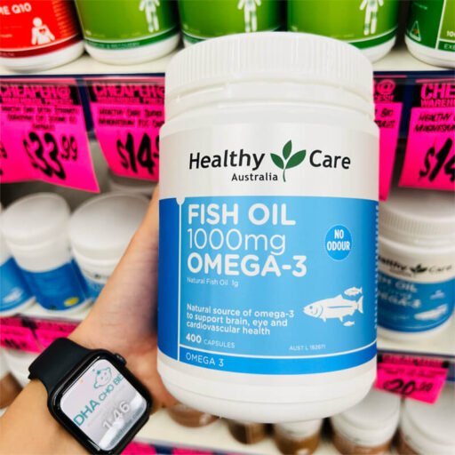 Dầu cá tự nhiên Fish Oil Healthy Care Omega-3 1000mg 400 viên của Úc tốt cho sức khỏe